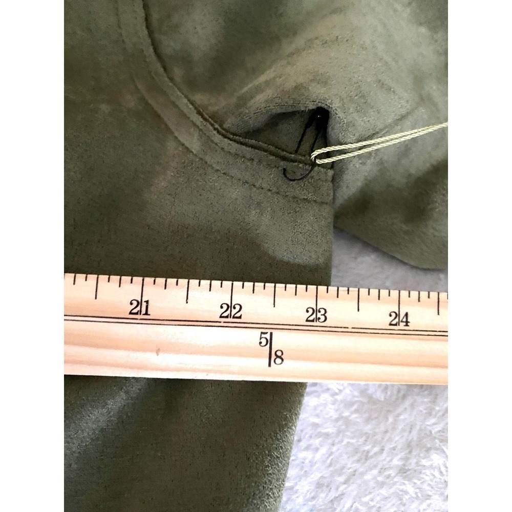 Love for Humanity Double Breasted Couture Trench Coat Women L Olive Faux Suede - Picture 11 of 13